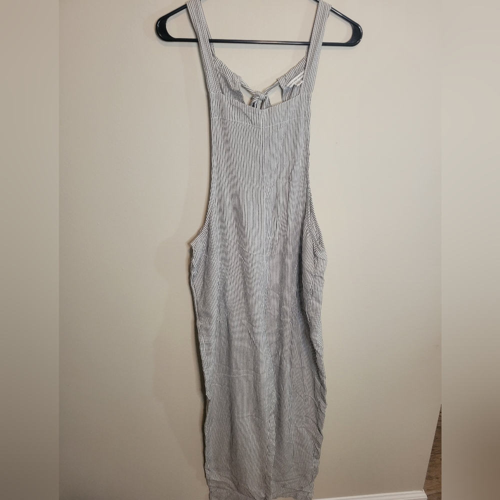 Grey and white pinstripe jumper
